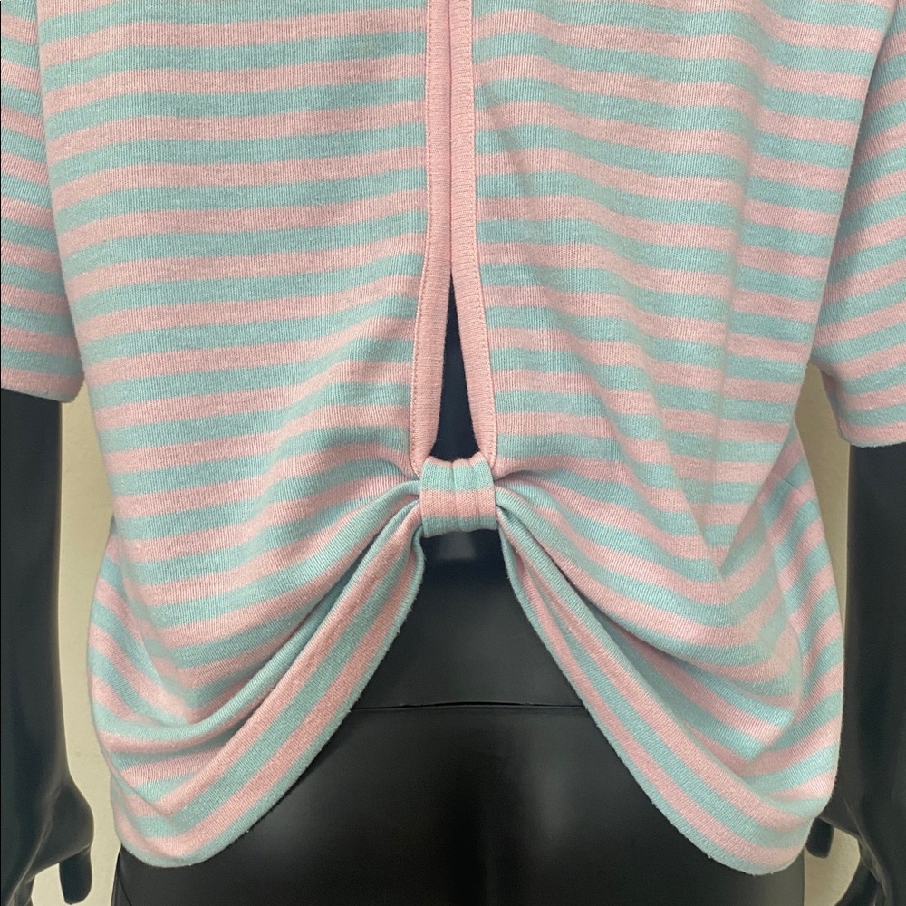 VINTAGE Pastel Pink & Light Blue Kawaii Striped Knit Top - Picture 11 of 11